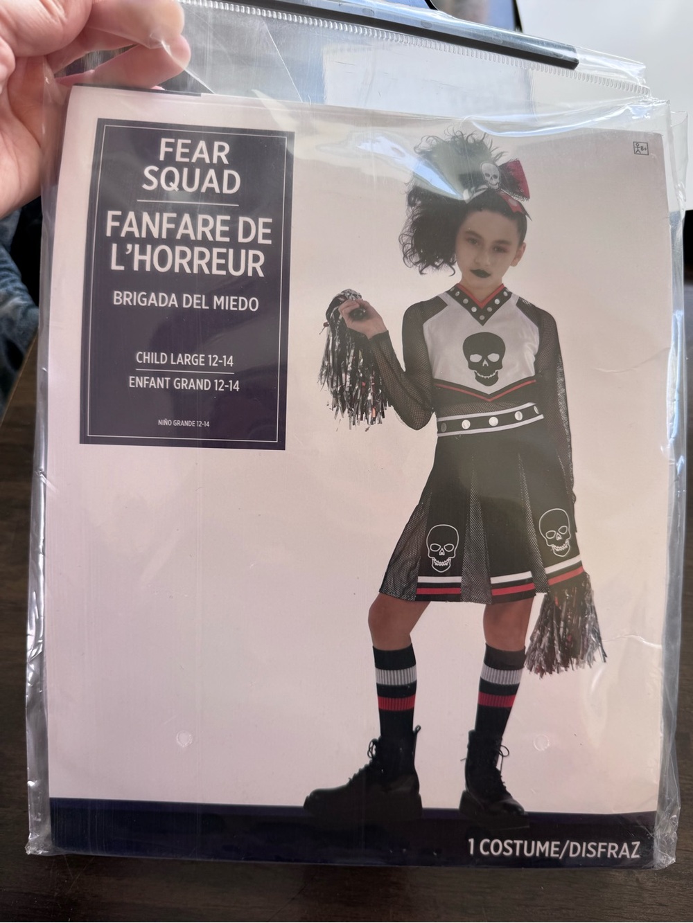 Kids' Black and White Skull Feat Squad Cheerleader Costume
